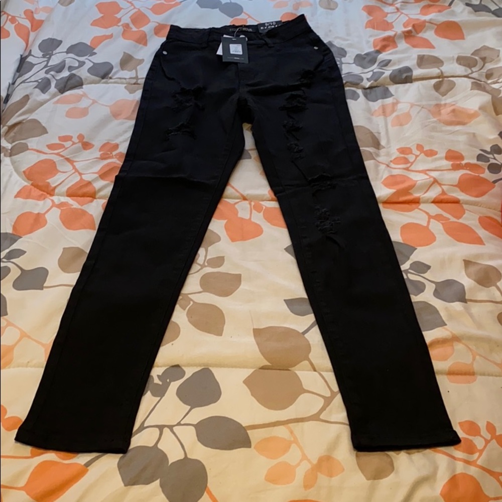 Black high waisted ripped jeans